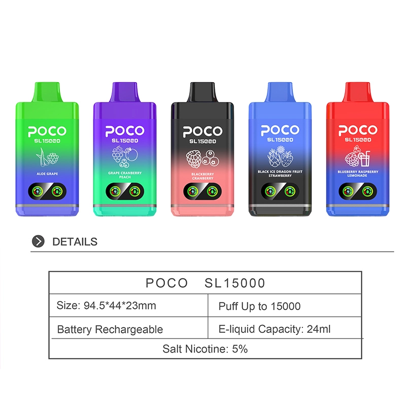 POCO 15000 Puffs | EU Warehouse Shipping | 3-7 Days Delivery | 5% Nicotine | Smart Screen | Airflow Adjustable | Minimum Order 100pcs