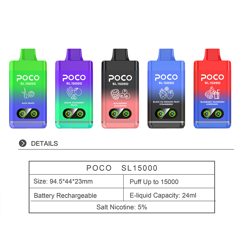 POCO 15000 Puffs | EU Warehouse Shipping | 3-7 Days Delivery | 5% Nicotine | Smart Screen | Airflow Adjustable | Minimum Order 100pcs
