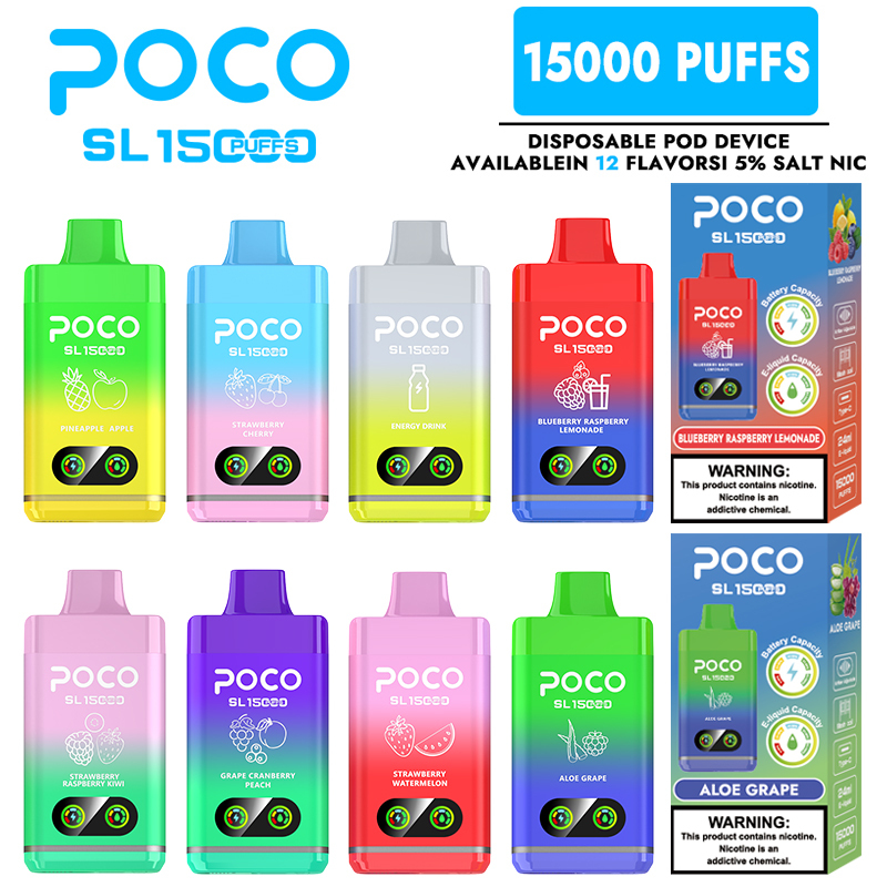 POCO 15000 Puffs | EU Warehouse Shipping | 3-7 Days Delivery | 5% Nicotine | Smart Screen | Airflow Adjustable | Minimum Order 100pcs