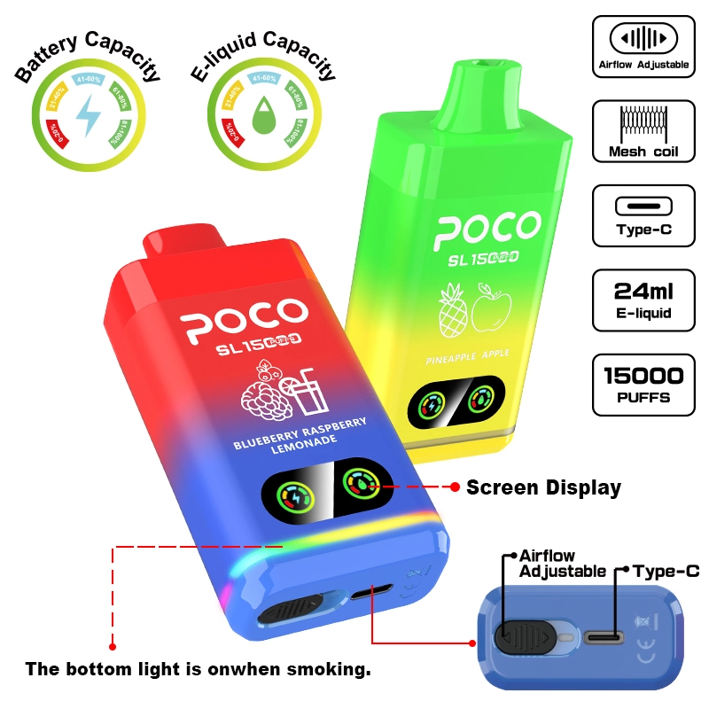 POCO 15000 Puffs | EU Warehouse Shipping | 3-7 Days Delivery | 5% Nicotine | Smart Screen | Airflow Adjustable | Minimum Order 100pcs