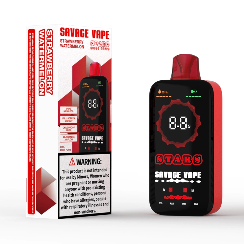 SAVAGE STARS 20000 Puffs | EU Warehouse Shipping | 3-7 Days Delivery | Dual Mesh Coil | Full Screen Display | Fast Chargiing