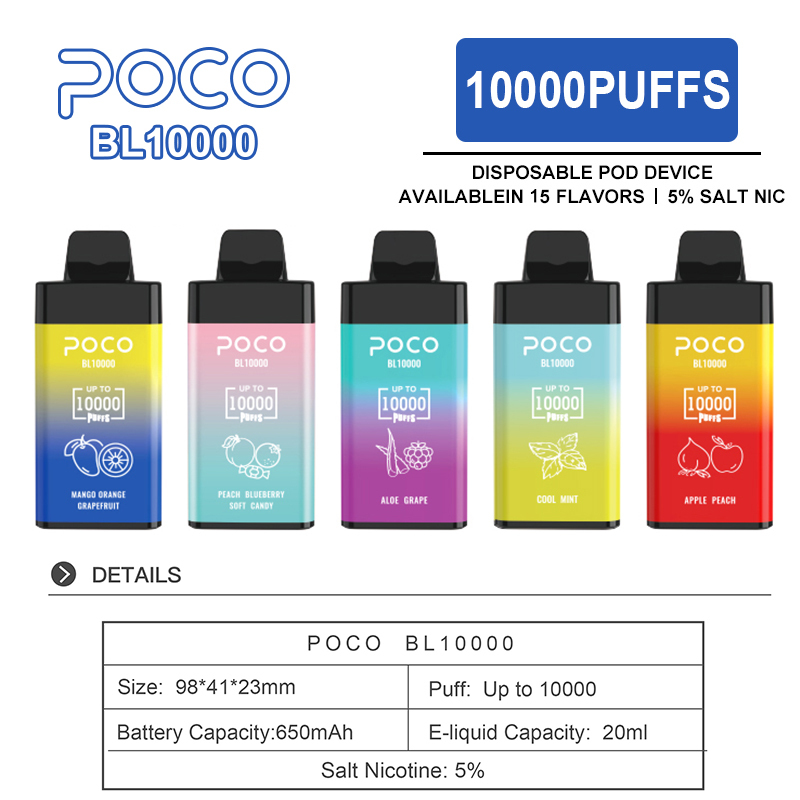 POCO BL 10000 Puffs | EU USA Warehouse Shipping | 3-7 Days Delivery | Airflow Adjustable |Minimum Order 50pcs