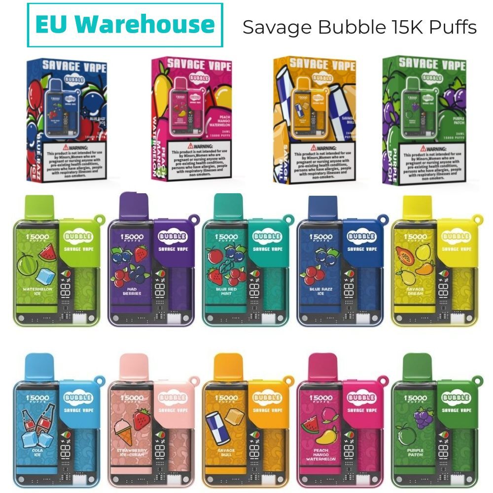 SAVAGE BUBBLE 15000 PUFFS | EU Warehouse Free Shipping | 3-7 Days Delivery | Built-in Smart Display | Ajustable Power | Child Lock