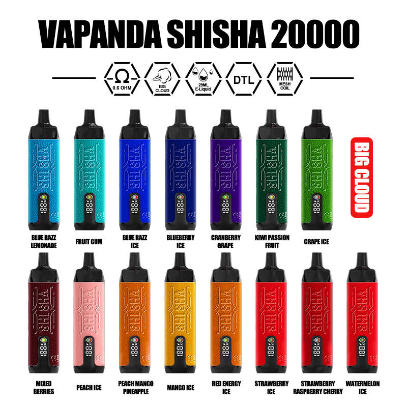 VAPANDA SHISHA 20000 Puffs | EU Warehouse Shipping | 3-7 Days Delivery | Digtal Screen | DTL Vape