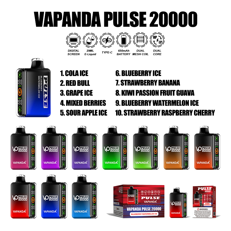 VAPANDA PULSE 20000 Puffs | EU Warehouse Free Shipping | 3-7 Days Delivery | Smart Display Screen
