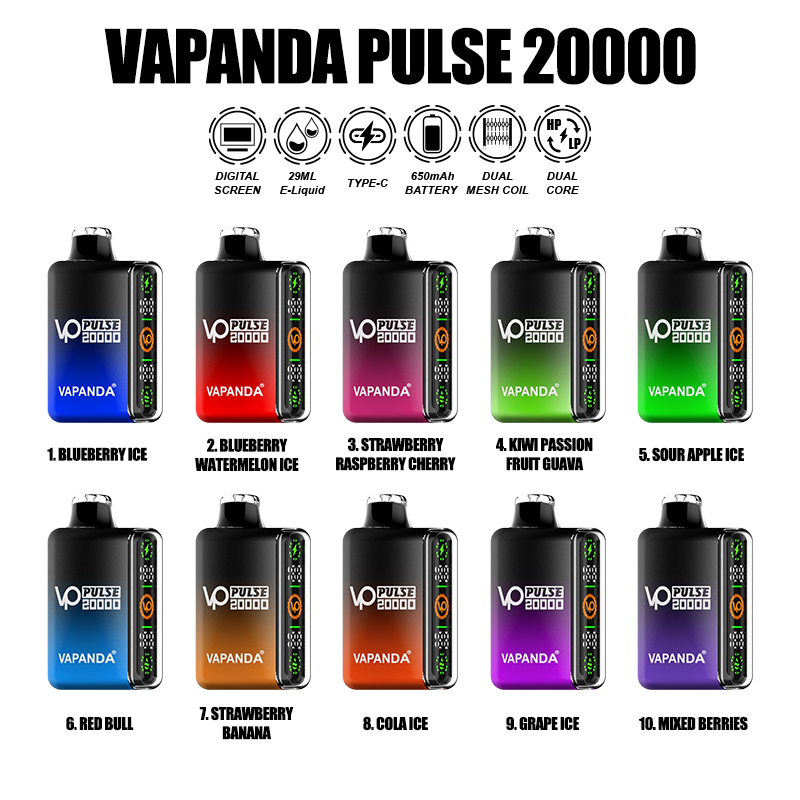 VAPANDA PULSE 20000 Puffs | EU Warehouse Free Shipping | 3-7 Days Delivery | Smart Display Screen