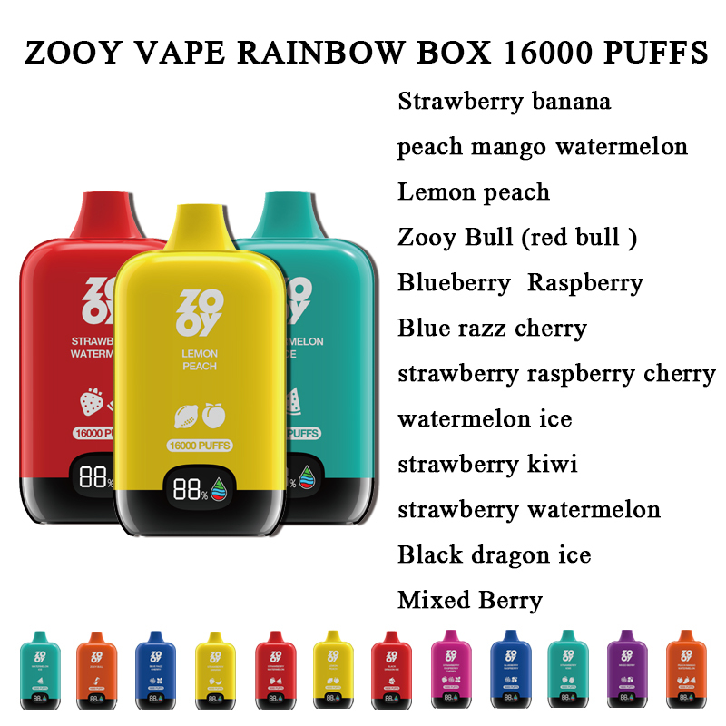 ZOOY RAINBOW BOX 16000 PUFFS | EU Warehouses Free Shipping | 3-7 Days Delivery | Built-in Smart Display
