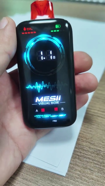 Mesii Visual Box 16000 16K Puffs Full Screen Display Airflow Adjustable Dual Mesh Coil Vaping Time Power Digital Oil Indicator Disposable Vape