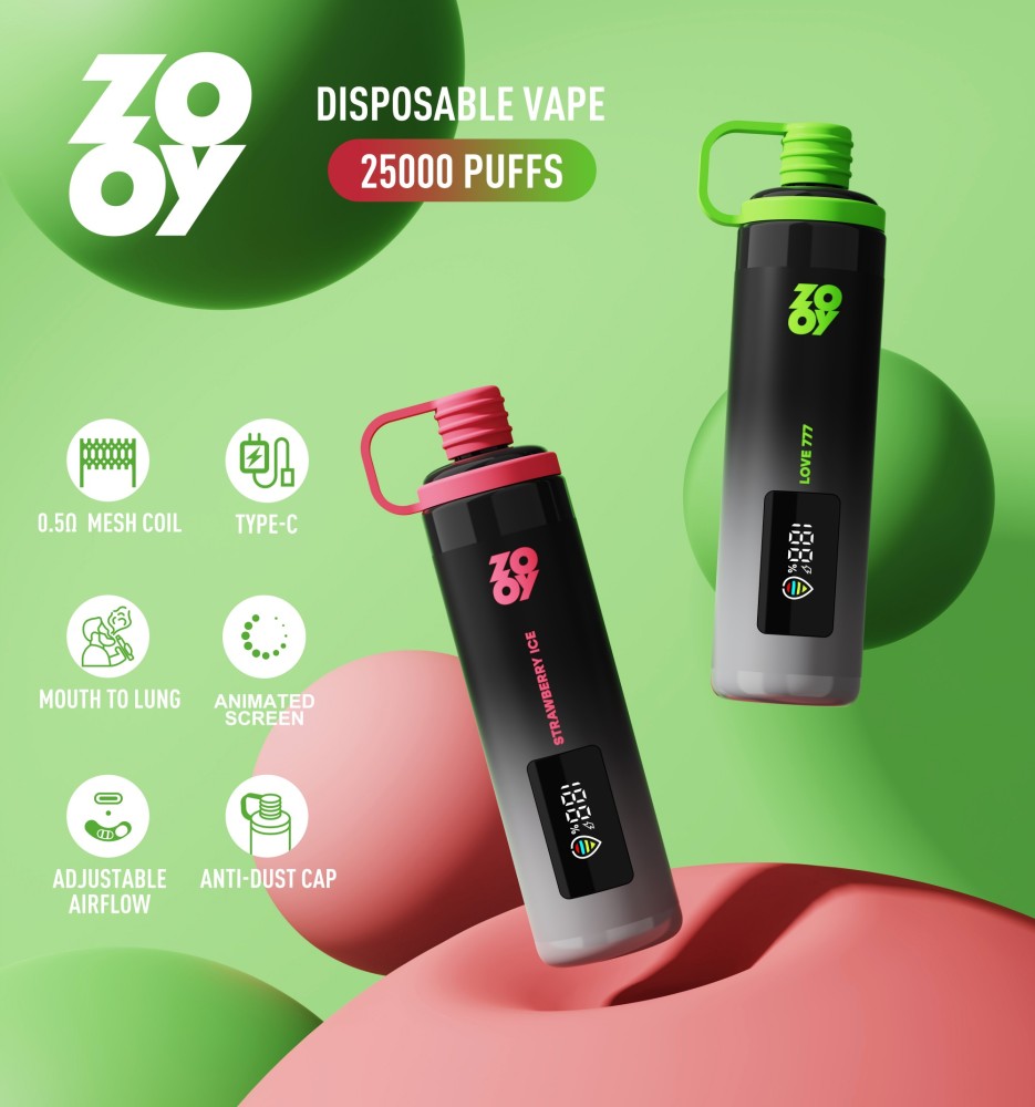 ZOOY SHISHA 25000 PUFFS | EU Warehouse Free Shipping | 25K Puff Disposable Vape with Anti-Dust Cap | DTL Electronic Cigarette | Airflow adjustable