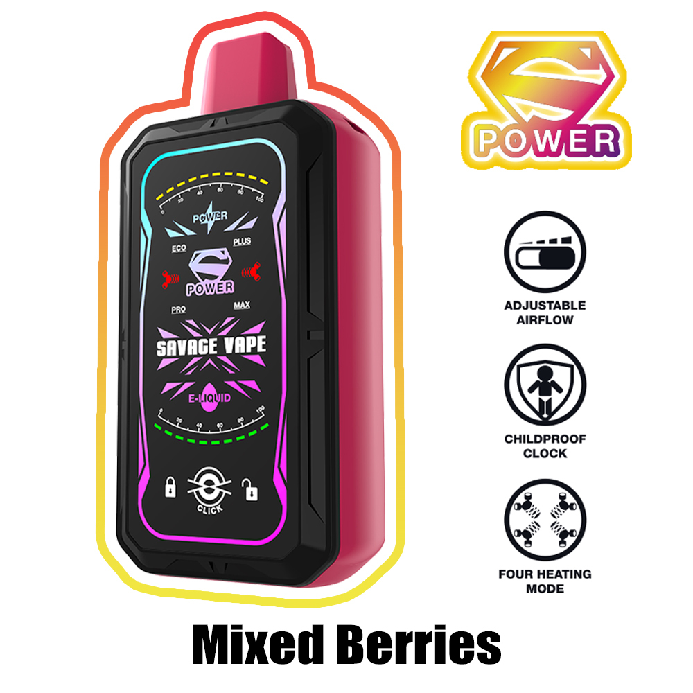 SAVAGE S POWER 30000 PUFFS | EU Warehouse Free Shipping | 30K Puff Disposable Vape | 4 Moedls Adjustable E Cigarette | Full Display Screen | Dual Mesh Coil | 700mah Rechargeable Battery