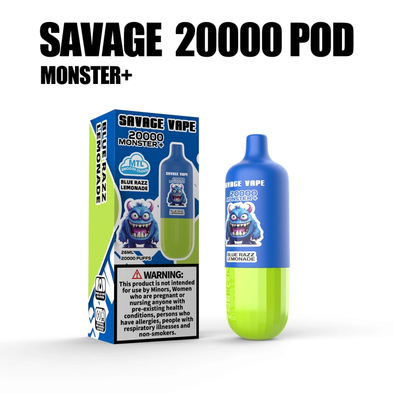 SAVAGE MONSTER + 20000 PUFFS | EU Warehouse Free Shipping | 20K Disposable Vape Pod Systems | Replaceable Cartridge E-Cigarette Pods | Airflow Adjustable