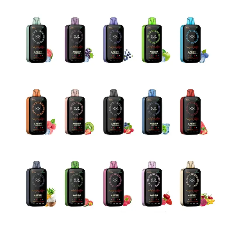 Mesii Visual Box 16000 16K Puffs Full Screen Display Airflow Adjustable Dual Mesh Coil Vaping Time Power Digital Oil Indicator Disposable Vape