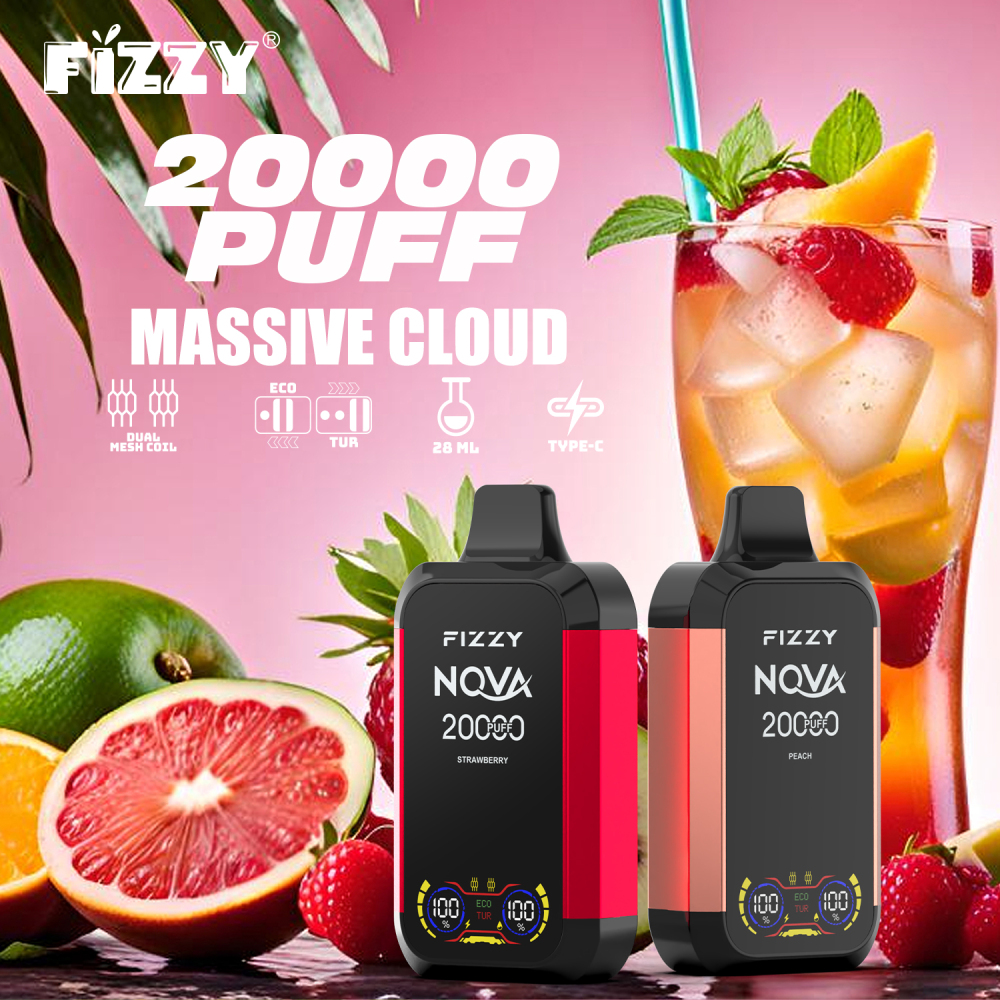 FIZZY NOVA 20000 PUFFS | EU Warehouse Free Shipping | 20K Puff Electronic Cigarette Pod | LCD Screen Wholesale Disposable Vape | Double Mode&Dual Mesh Coil Vaper