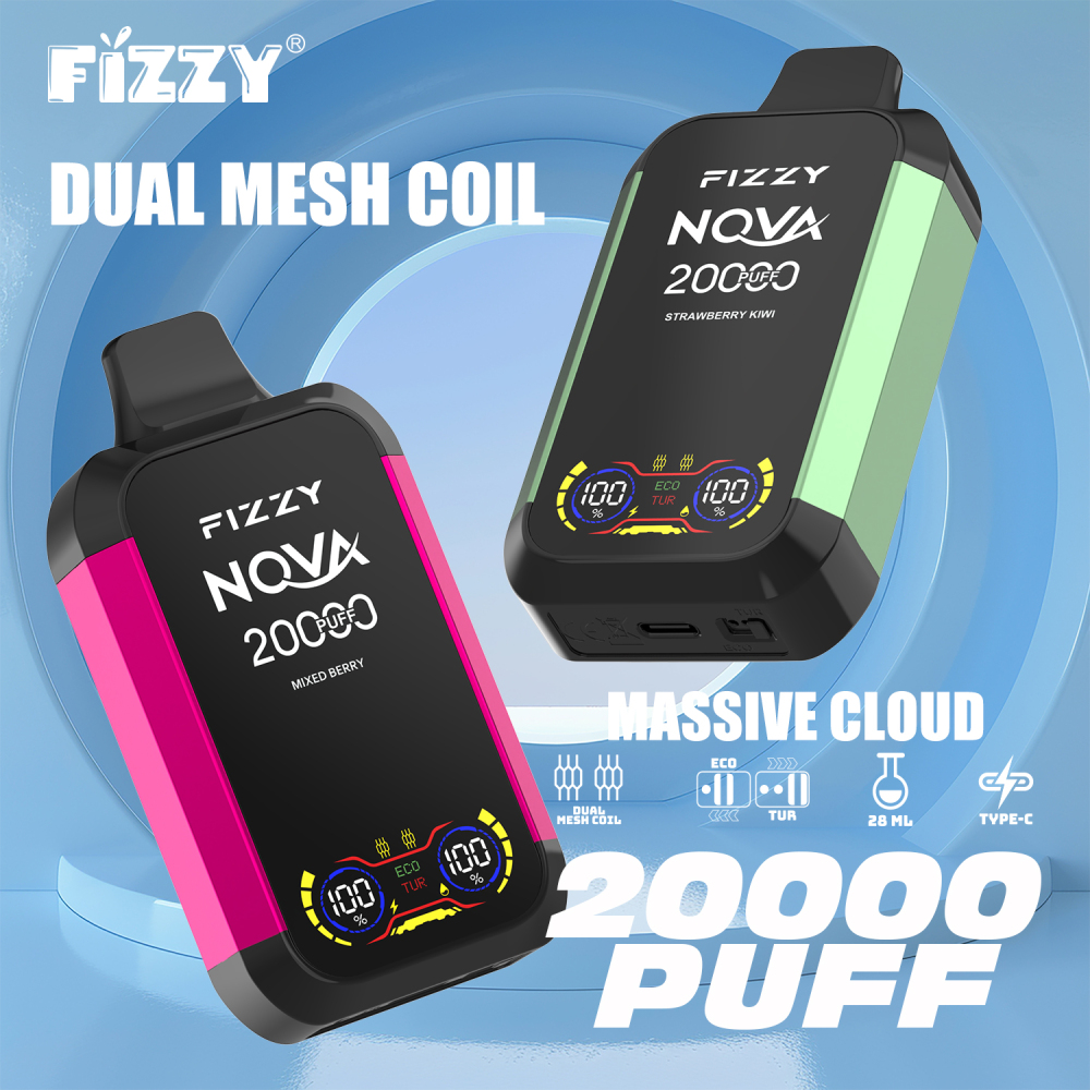 FIZZY NOVA 20000 PUFFS | EU Warehouse Free Shipping | 20K Puff Electronic Cigarette Pod | LCD Screen Wholesale Disposable Vape | Double Mode&Dual Mesh Coil Vaper