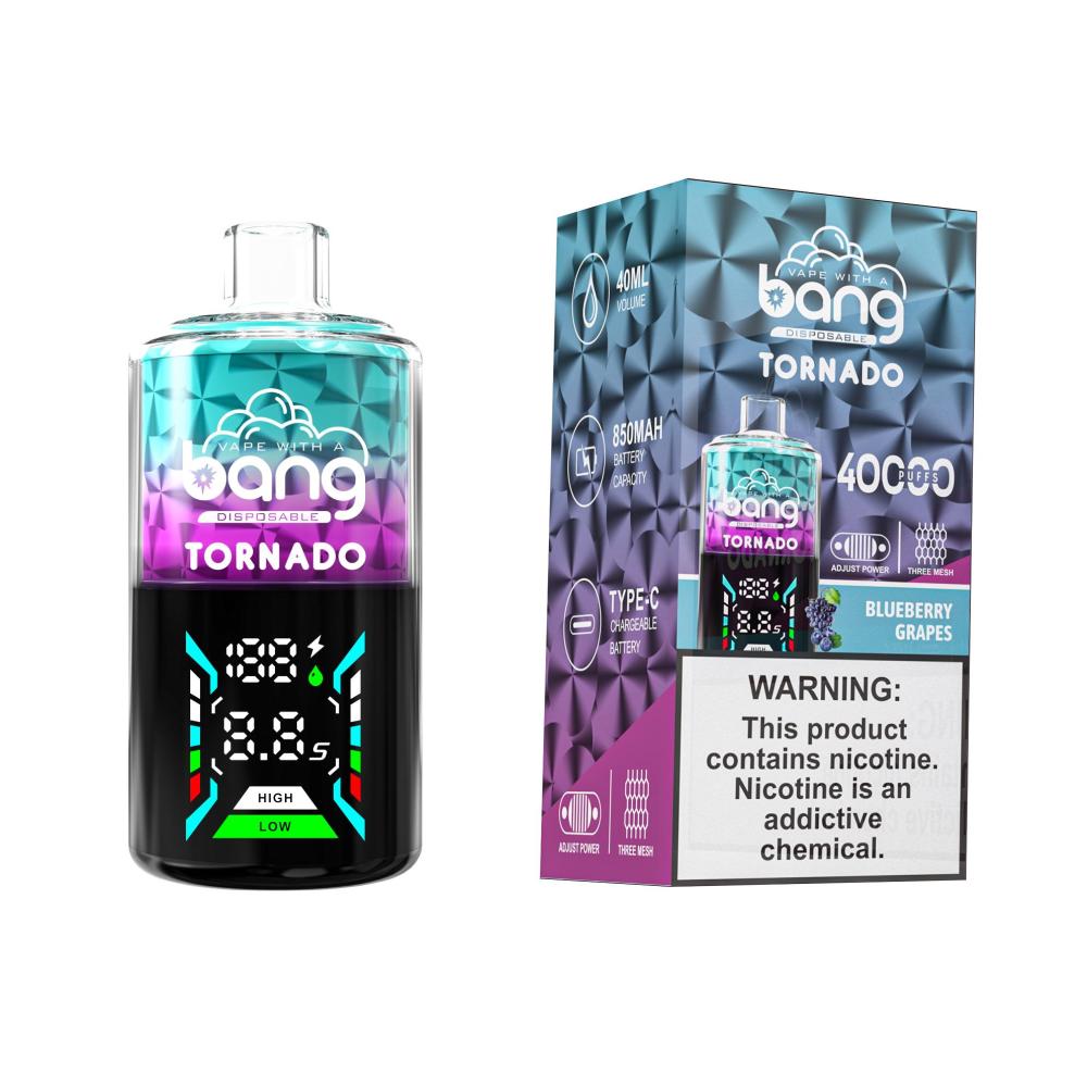 Bang Tornado 40000 Puffs Smart Screen Puff 40K DTL Hookah Shisha Wholesale Disposable Vape E Cigarettes Three Mesh Adjust Power