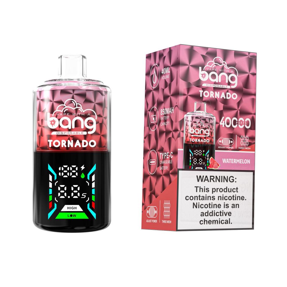 Bang Tornado 40000 Puffs Smart Screen Puff 40K DTL Hookah Shisha Wholesale Disposable Vape E Cigarettes Three Mesh Adjust Power