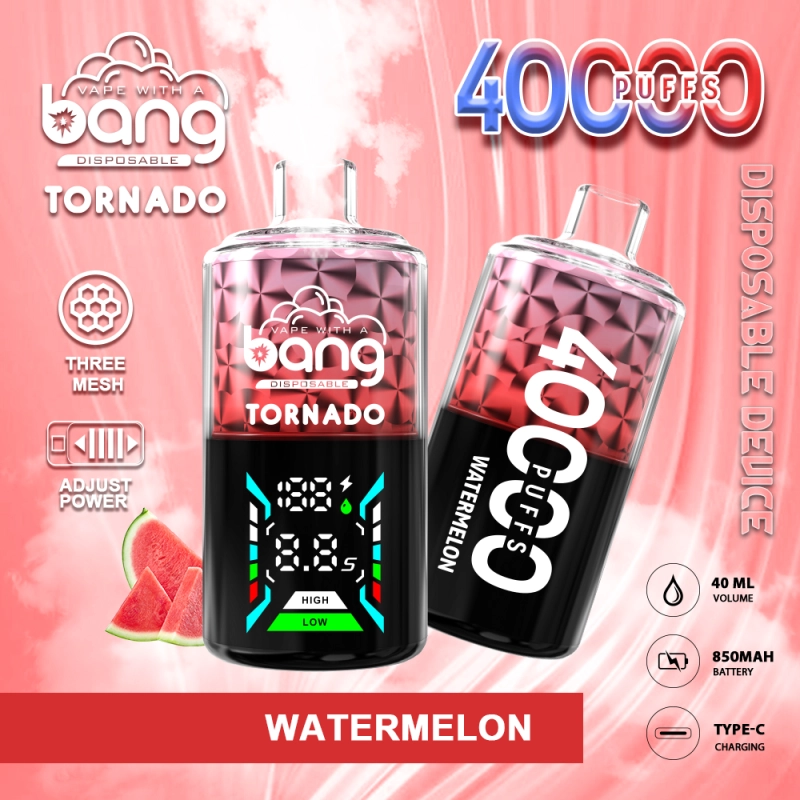 Bang Tornado 40000 Puffs Smart Screen Puff 40K DTL Hookah Shisha Wholesale Disposable Vape E Cigarettes Three Mesh Adjust Power