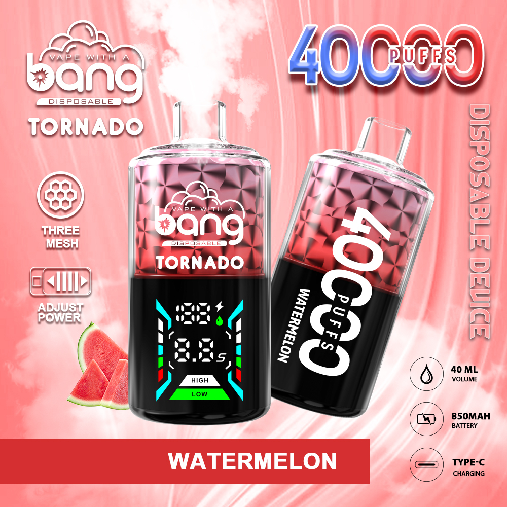 Bang Tornado 40000 Puffs Smart Screen Puff 40K DTL Hookah Shisha Wholesale Disposable Vape E Cigarettes Three Mesh Adjust Power