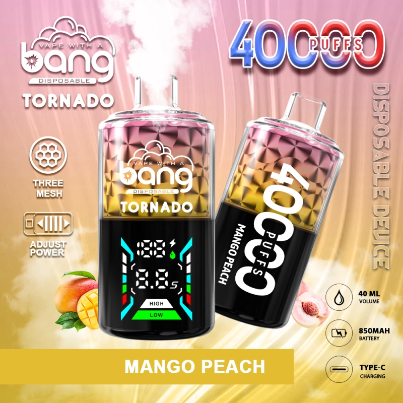 Bang Tornado 40000 Puffs Smart Screen Puff 40K DTL Hookah Shisha Wholesale Disposable Vape E Cigarettes Three Mesh Adjust Power