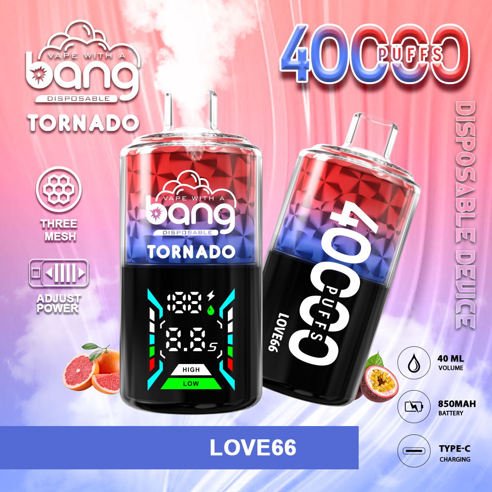 Bang Tornado 40000 Puffs Smart Screen Puff 40K DTL Hookah Shisha Wholesale Disposable Vape E Cigarettes Three Mesh Adjust Power
