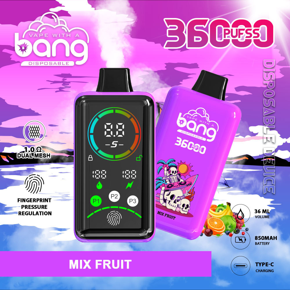 Bang 36000 Puffs Smart Full Screen FingerPrint Wholesale Disposable Vape Puff 36k Prefilled Pod