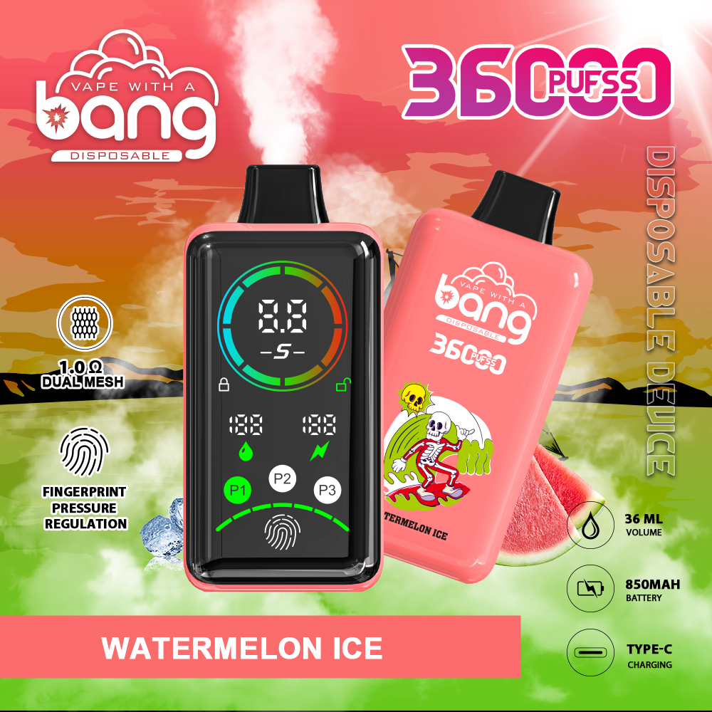 Bang 36000 Puffs Smart Full Screen FingerPrint Wholesale Disposable Vape Puff 36k Prefilled Pod