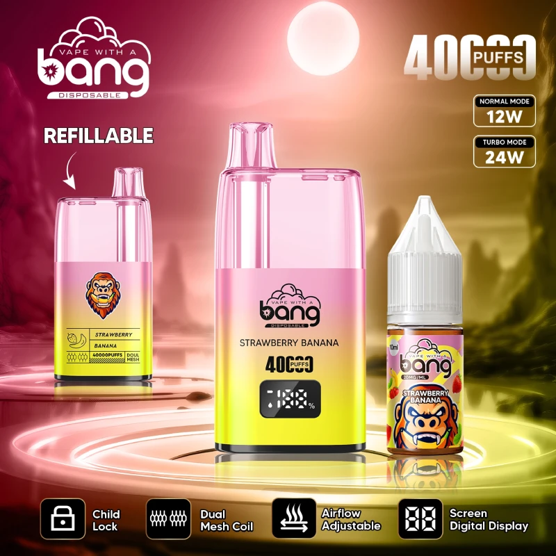 Bang 40000 Puffs Digital Display Screen Wholesale Disposable Vape Puff 40k Electronic Cigarette Refillable Oil Child Lock Airflow Adjustable Vaper