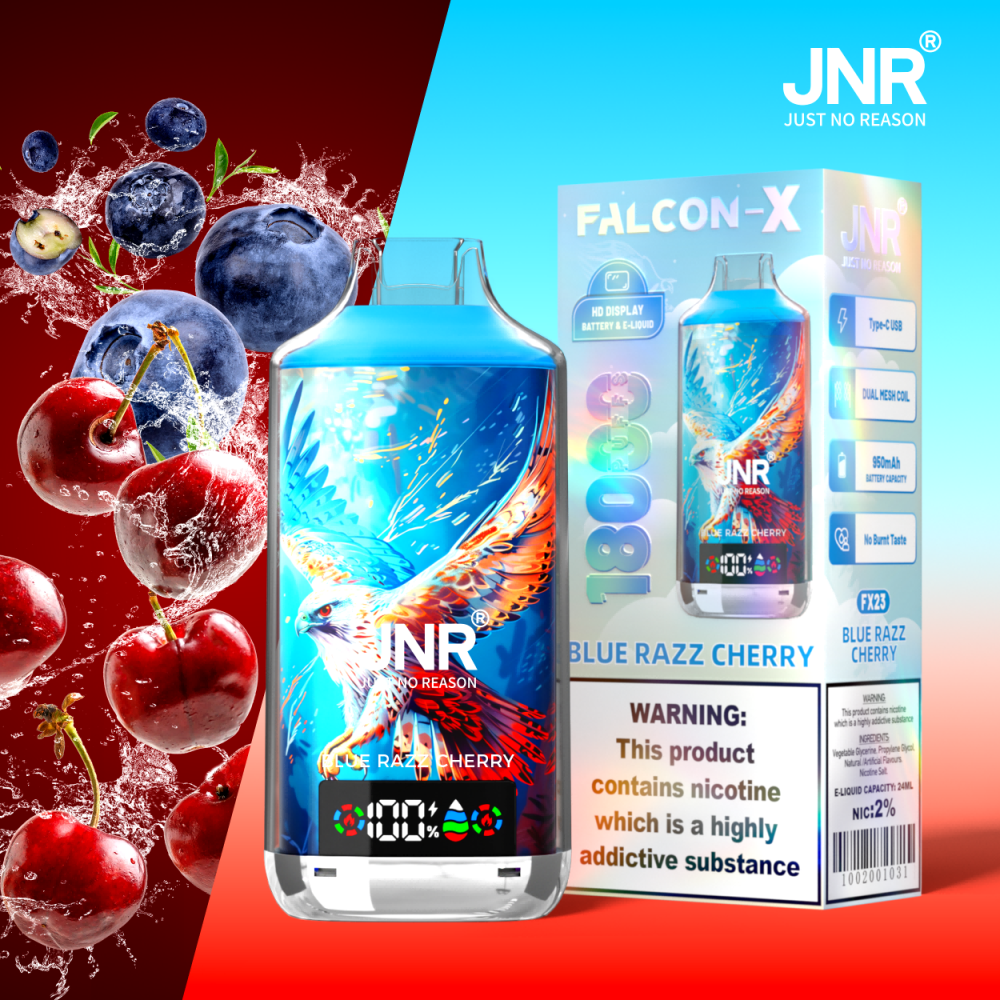 JNR Falcon X 18000 Puffs LED Digital Display Wholesale Disposable Vape Crystal Puff 18k Electronic Cigarette Vaper