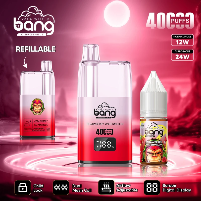 Bang 40000 Puffs Digital Display Screen Wholesale Disposable Vape Puff 40k Electronic Cigarette Refillable Oil Child Lock Airflow Adjustable Vaper