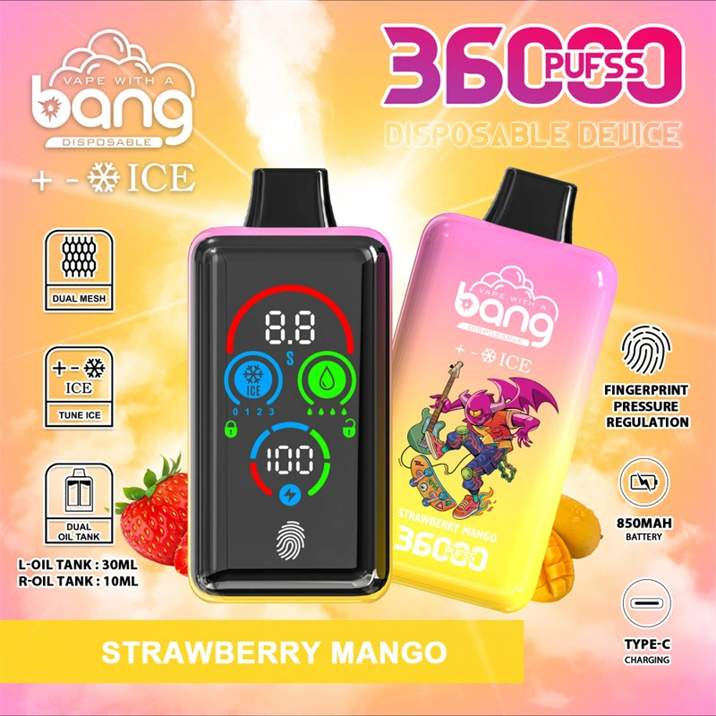 Bang 36000 Puffs Vape Smart Vaper Fingerprint Unlock Big Cloud E Cigarette ICE adjustable Puff 36k Wholesale Disposable Vape