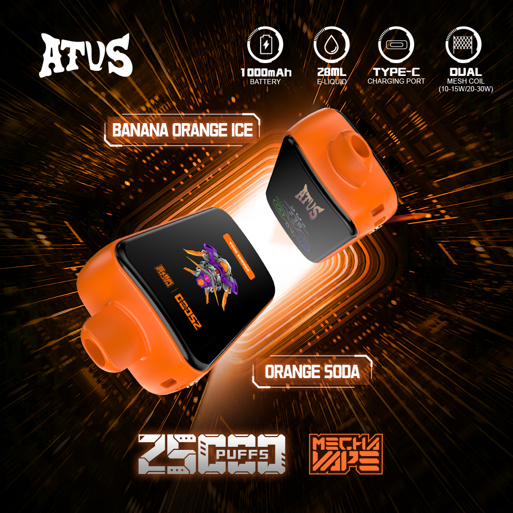 ATVS Warship 25000 Puffs Smart Full Screen Wholesale Online Disposable Vape Electronic Cigarette Puff 25k Adjustable Airflow Pod Kit