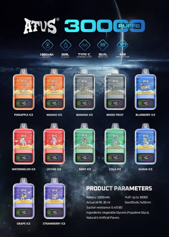 ATVS Warship 30000 Puffs Smart Screen Wholesale Disposable Vape Online Shop Pod Kit Puff 30k Adjustable Airflow Shisha Flavors