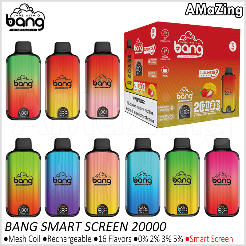 Bang 20000 Puffs Smart Screen Disposable Electronic Cigarettes Online Cheap Vape Puff 20k Prefilled Pod