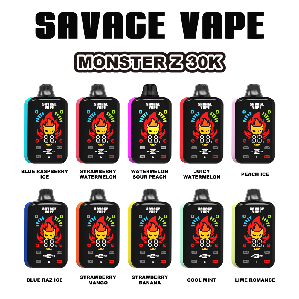 SAVAGE Monster Z 30000 PUFFS | EU Warehouse Free Shipping | 30K Puff Disposable Vape | 4 Modles Adjustable E Cigarette | Full Display Screen | Dual Mesh Coil | 700mah Rechargeable Battery