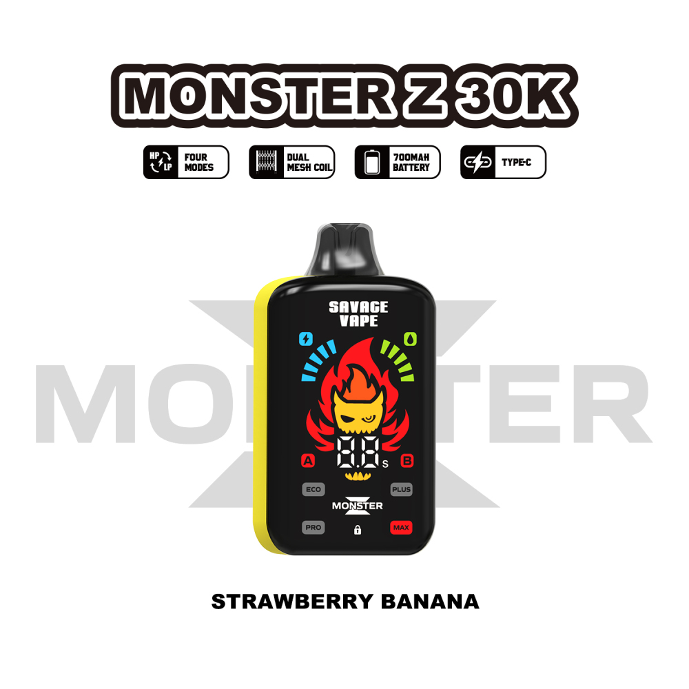 SAVAGE Monster Z 30000 PUFFS | EU Warehouse Free Shipping | 30K Puff Disposable Vape | 4 Modles Adjustable E Cigarette | Full Display Screen | Dual Mesh Coil | 700mah Rechargeable Battery