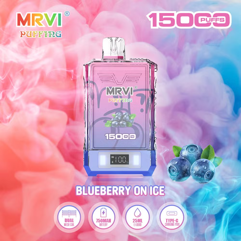 Power Screen Display MRVI PUFFING 15000 Puffs Disposable Vape With Lanyard