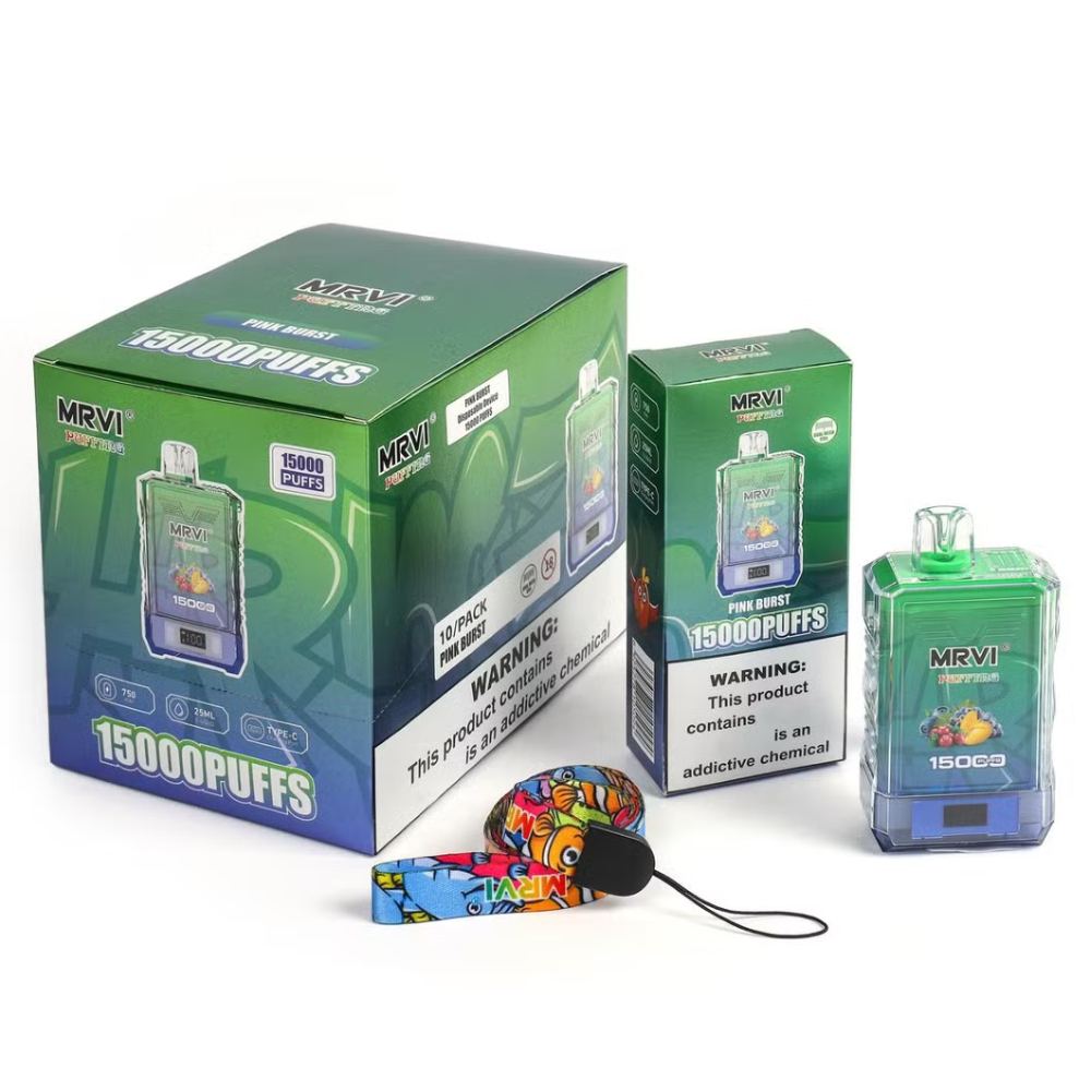 Power Screen Display MRVI PUFFING 15000 Puffs Disposable Vape With Lanyard