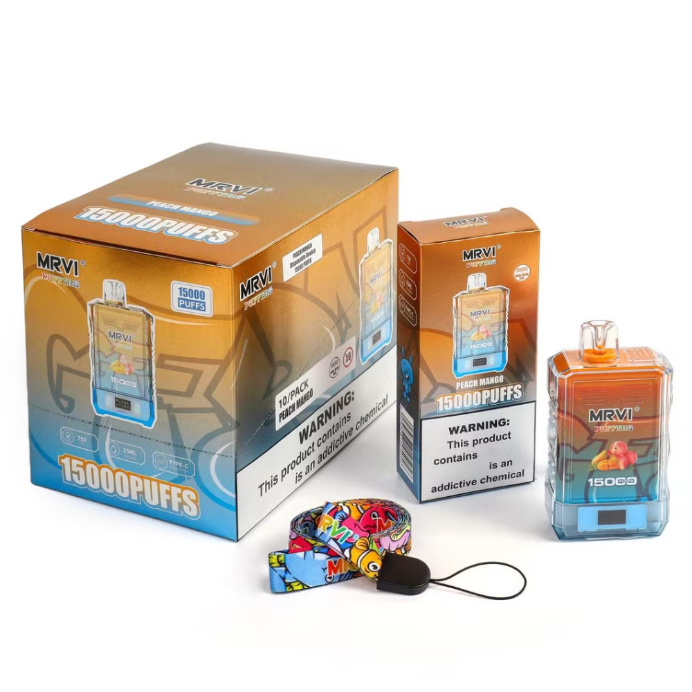 Power Screen Display MRVI PUFFING 15000 Puffs Disposable Vape With Lanyard