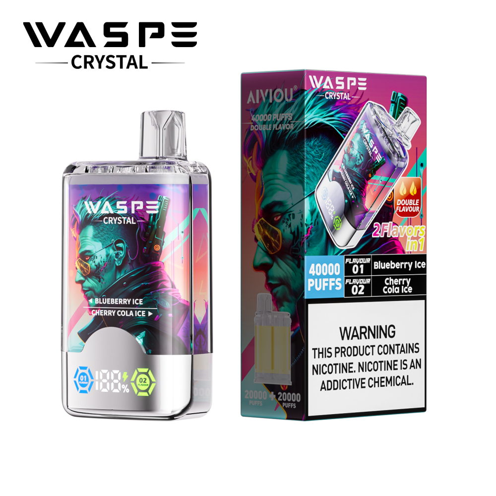 Waspe Crystal 40000 PUFFS | 40K Puff Disposable Vape | Dual Flavors Electronic Cigarette | 2 in 1 Vaper Pod | 650mah Fast Charging Vaporizer