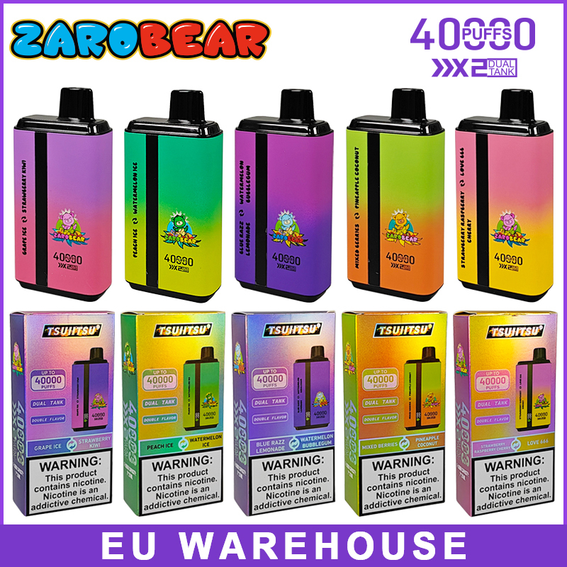 ZAROBEAR TWINS 40000 PUFFS E Cigarette | EU Warehouse Free Shipping 2-5 Days Delivery | Smart Screen Screen | 2 in1 Dual Flavors Wholesale Disposable Vape