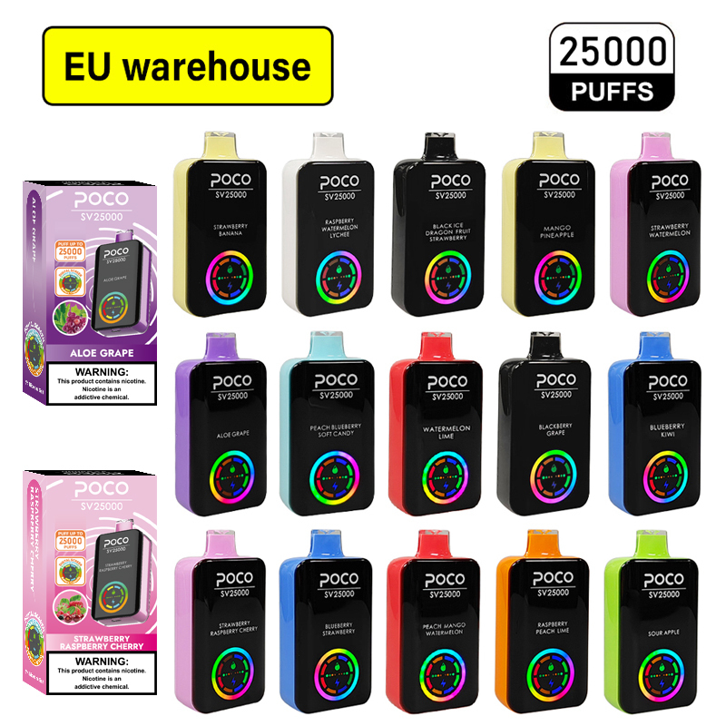POCO SV25000 PUFFS | EU Warehouse Free Shipping | Digital Screen Disposable Vape | Wholesale E-Cigarette Pod | Minimum Order Quantity 100pcs