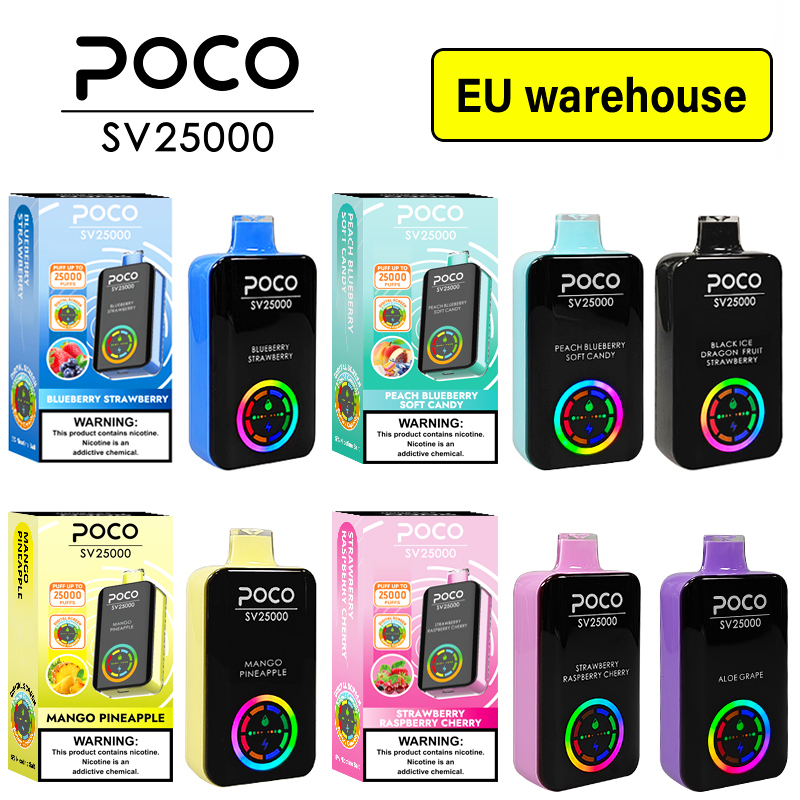 POCO SV25000 PUFFS | EU Warehouse Free Shipping | Digital Screen Disposable Vape | Wholesale E-Cigarette Pod | Minimum Order Quantity 100pcs