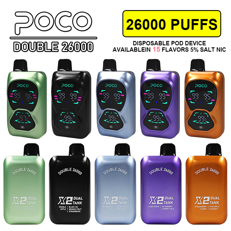 POCO 26000 PUFFS | EU Warehouse Free Shipping | 3-7 Days Delivery | Disposable Dual Flavor Vape | Wholesale E-Cigarette Pod | Minimum Order Quantity 100pcs