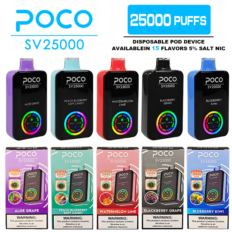 POCO SV25000 PUFFS | EU Warehouse Free Shipping | Digital Screen Disposable Vape | Wholesale E-Cigarette Pod | Minimum Order Quantity 100pcs