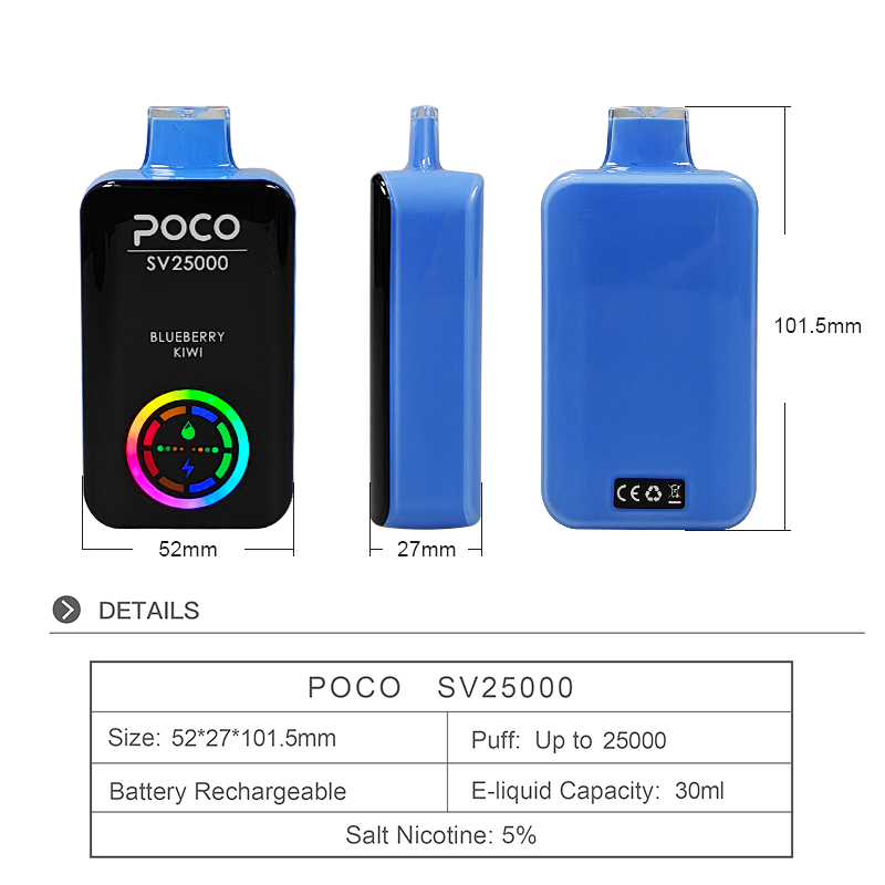 POCO SV25000 PUFFS | EU Warehouse Free Shipping | Digital Screen Disposable Vape | Wholesale E-Cigarette Pod | Minimum Order Quantity 100pcs