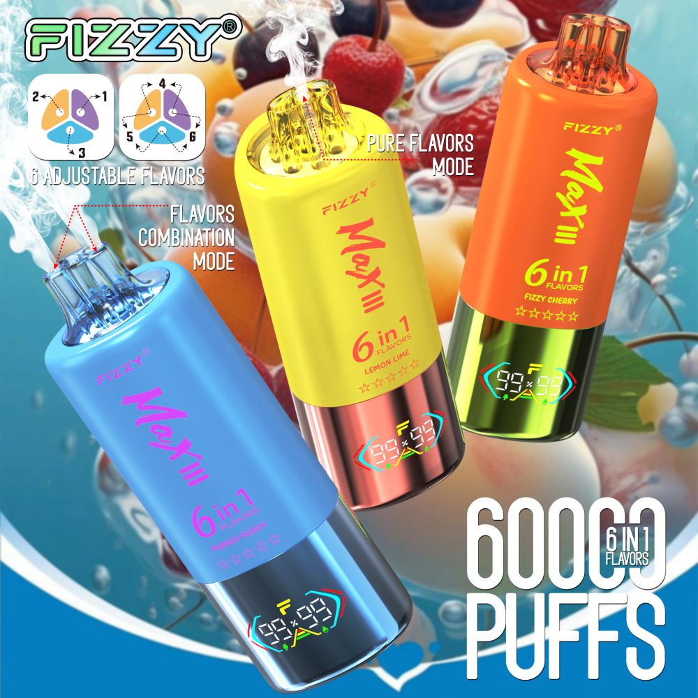 Fizzy 60000 Puffs Disposable Vape | 6in1 Vape Pod | Electronic Cigarette | EU Warehouse Shipping