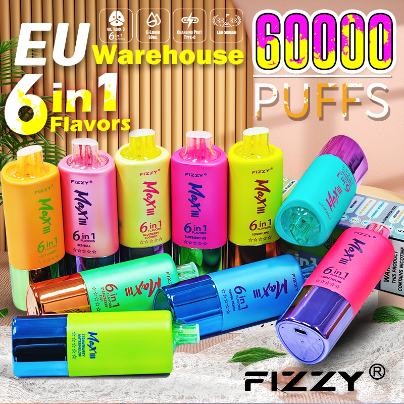Fizzy 60000 Puffs Disposable Vape | 6in1 Vape Pod | Electronic Cigarette | EU Warehouse Shipping