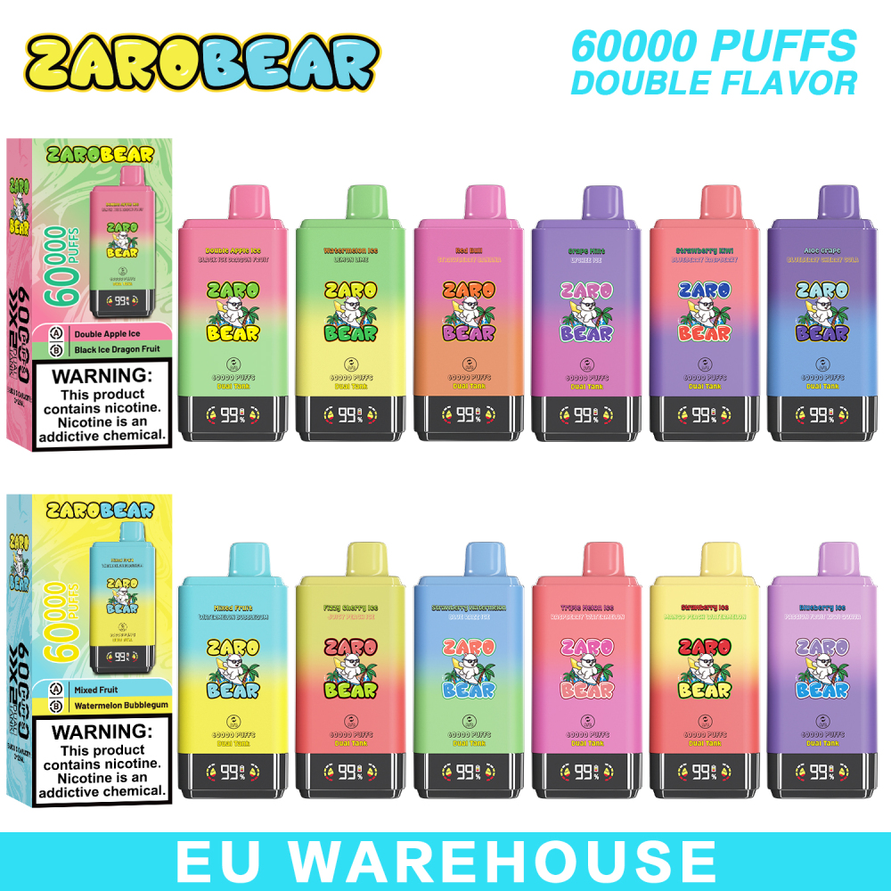 Zarobear Puff 60K 2in1 Vape Dual Flavor Digital Screen Eu Warheouse Shipping