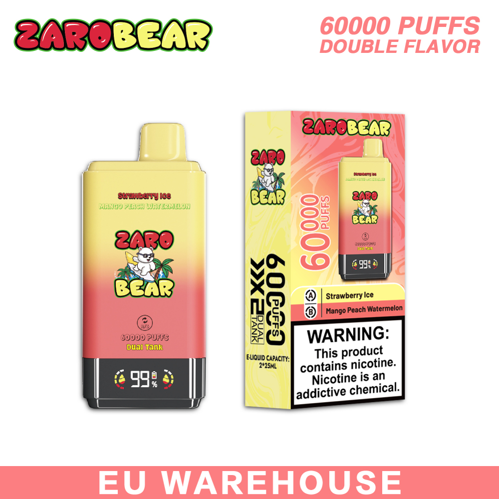 Zarobear Puff 60K 2in1 Vape Dual Flavor Digital Screen Eu Warheouse Shipping