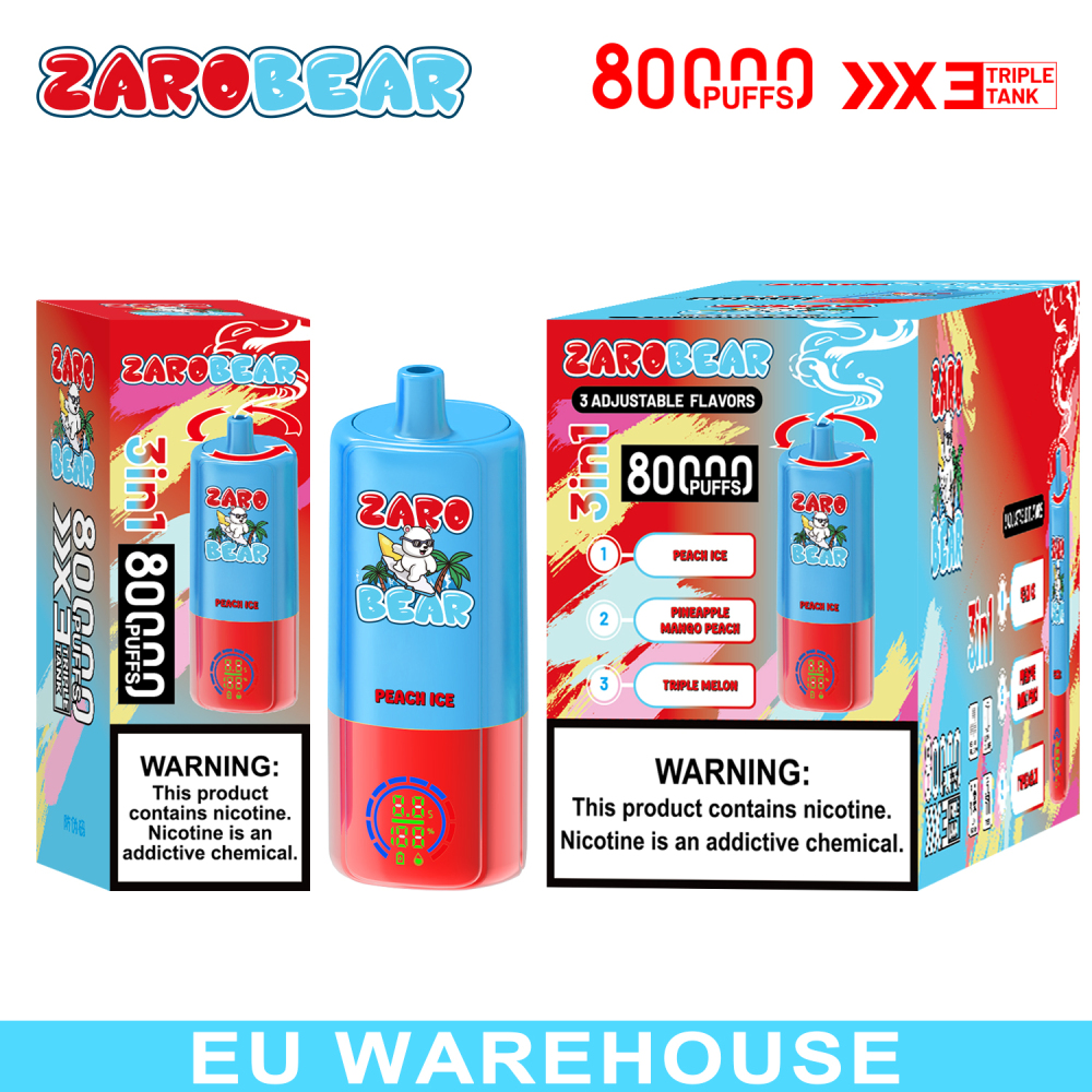 EU Warehouse 3-5 Days Delivery Zarobear 80000 Puffs 3in1 Vape Wholesale E Cigarette